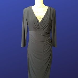 LAUREN RALPH LAUREN Empire Ruched Jersey Sheath Dress, DARK BLUE, Size 10
